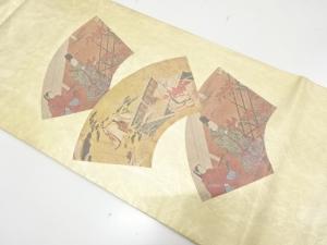 アンティーク　地紙に平安人物模様袋帯（材料）